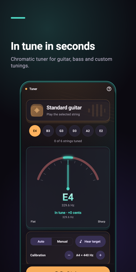 Chromatic guitar tuner in The Guitar Workbench